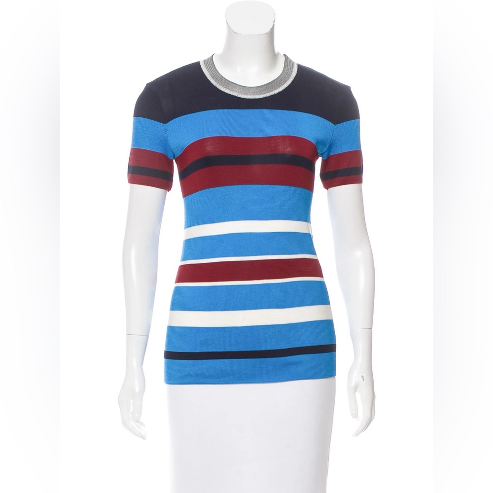 Sandro Stripe Print Short Sleeve Top ASO Maisie Williams and Evanna Lynch - Picture 4 of 16